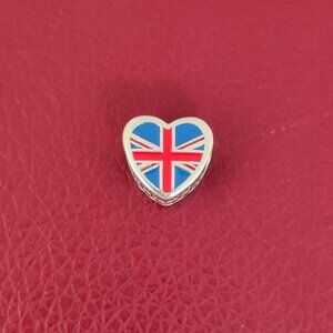 Pandora England Flag Bead Heart Charm Exclusive Travel Pendant S925 Silver